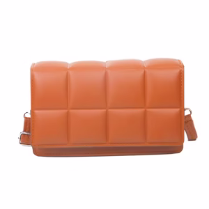 Quilted Faux Leather Bifold Pouch – Light Brown